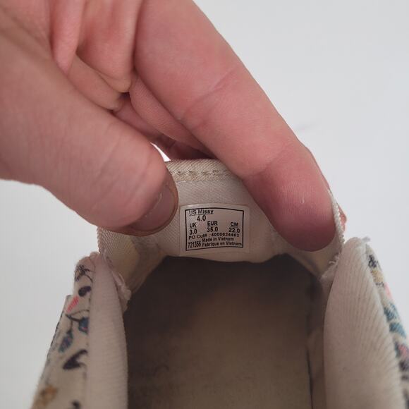 Vans Asher white and black chevron floral slip on canvas sneakers size 4 Boho - Picture 8 of 9